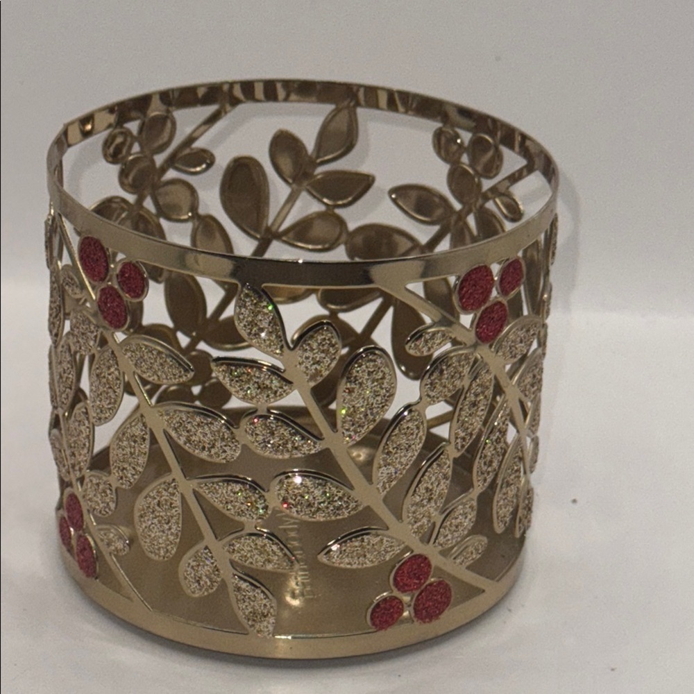 Gold and Red Leaf Design Candle Holder